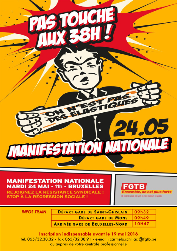 Manifestation Nationale 24 Mai 2016 - FGTB Mons-Borinage